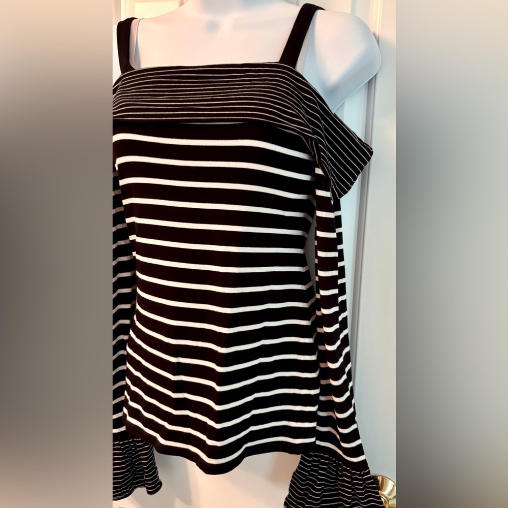 White House Black Market Striped Off-Shoulder Blouse